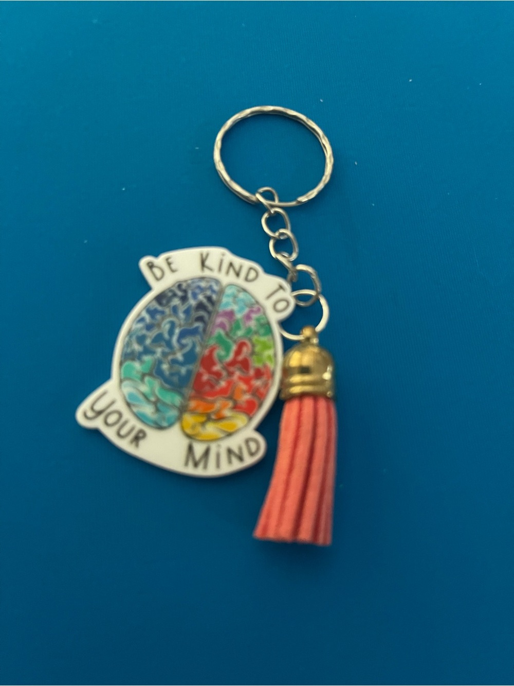 Be Kind To Your Mind Coral Tassel Keychain